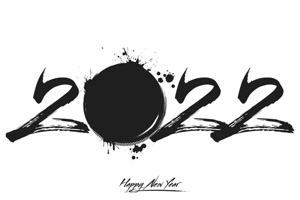 2022 Numaralar Grunge Stili Lekelerden Yapılmış Soyut Bir Hokey Diski — Stok Vektör