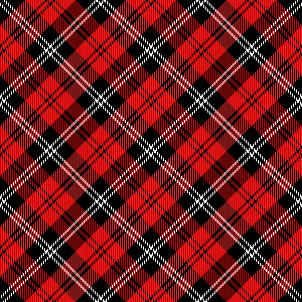 Diagonal Tartan Christmas New Year Plaid Scottish Pattern Red Black — Stock Vector