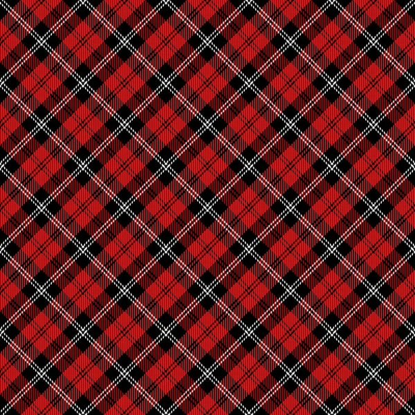 Tartan Diagonal Noël Nouvel Carreaux Motif Écossais Cage Rouge Noire — Image vectorielle