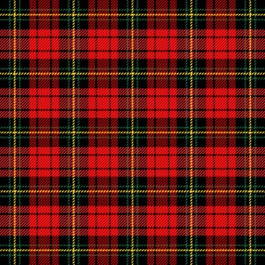 Noel ve yeni yıl ekose kumaşı. İskoç desenli kırmızı, siyah ve yeşil kafes. İskoç kafesi. Geleneksel İskoç geçmişi. Kusursuz kumaş dokusu. Vektör illüstrasyonu