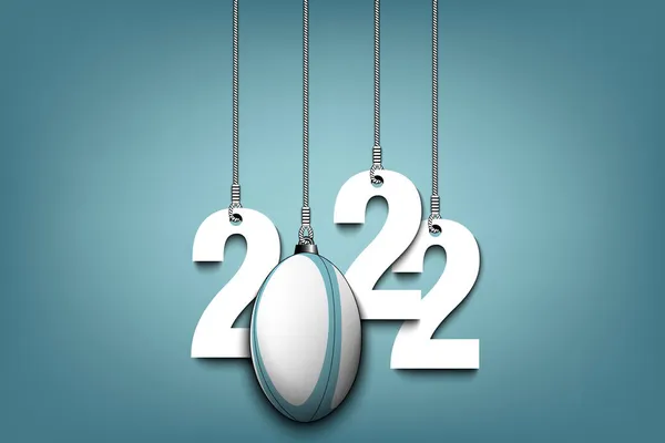 Numbers 2022 Rugby Ball Christmas Decorations Hanging Strings New Year — Stock Vector