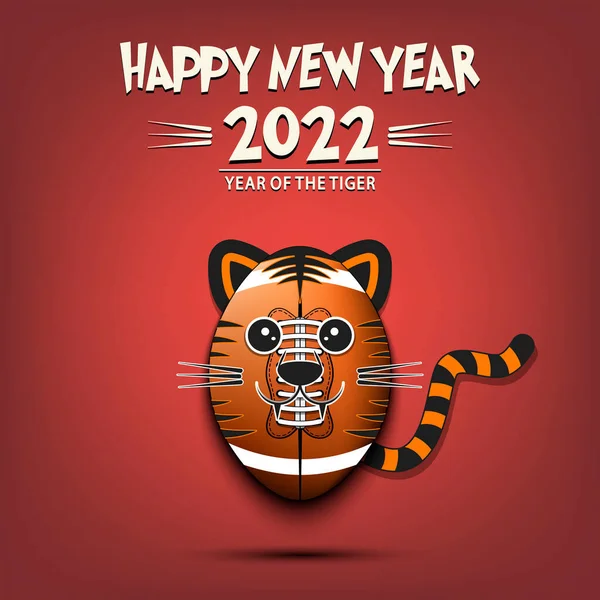 Happy New Year 2022 Year Tiger Muzzle Tiger Form Football — Stock Vector