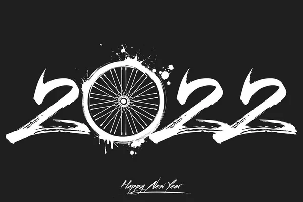 Numbers 2022 Abstract Bike Wheel Made Blots Grunge Style Design — Stock Vector