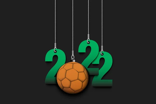Numéros 2022 Ballon Handball Comme Décorations Noël Sont Suspendus Sur — Image vectorielle