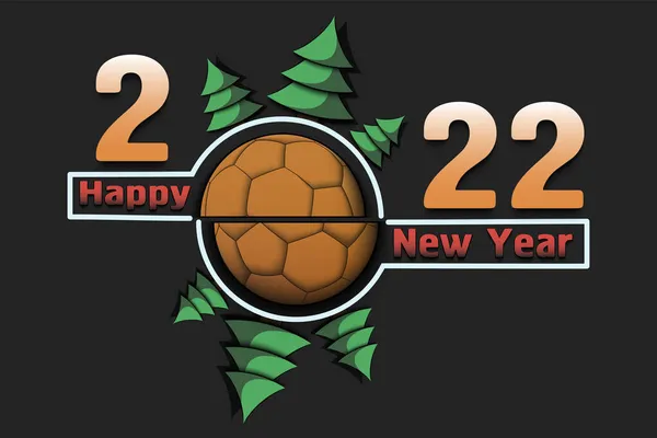 Feliz Año Nuevo 2022 Con Balonmano Árboles Navidad Diseño Plantilla — Vector de stock