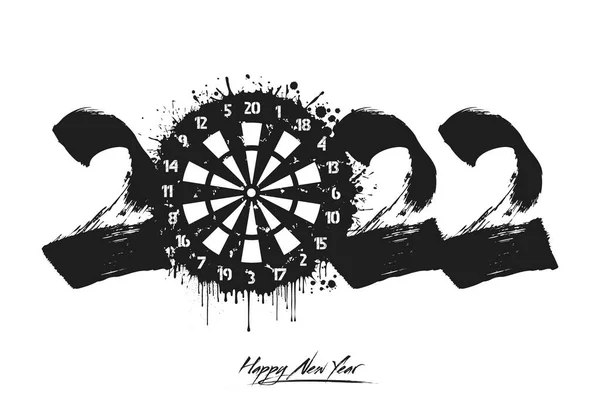 Numéros 2022 Jeu Fléchettes Abstrait Fait Taches Style Grunge Design — Image vectorielle