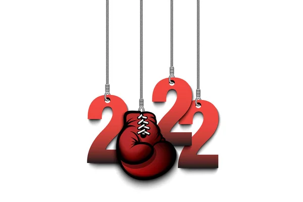 Numbers 2022 Boxing Glove Christmas Decorations Hanging Strings New Year — Stock Vector