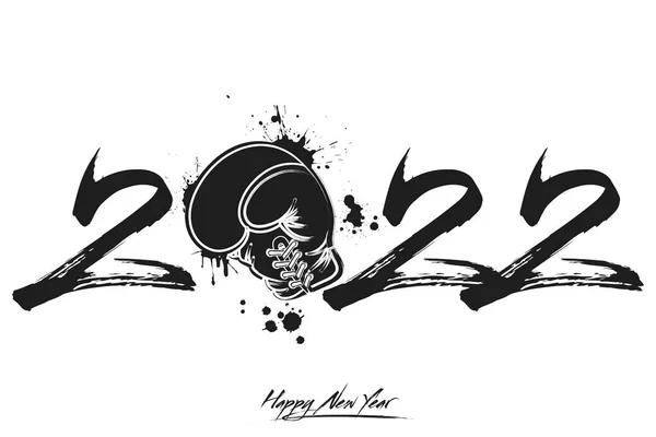 Numbers 2022 Gant Boxe Abstrait Fait Taches Style Grunge Design — Image vectorielle