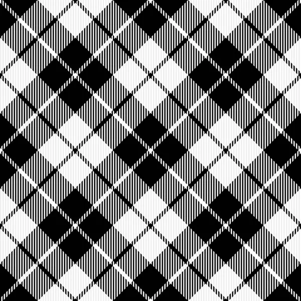 Tartan Diagonal Noël Nouvel Carreaux Motif Écossais Cage Noire Blanche — Image vectorielle