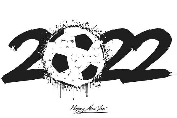 Números 2022 Una Pelota Fútbol Abstracta Hecha Manchas Estilo Grunge — Archivo Imágenes Vectoriales