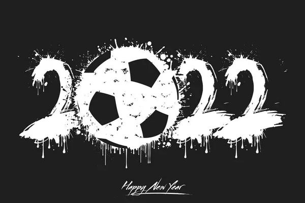 2022 Numaralar Grunge Tarzında Lekelerden Yapılmış Soyut Bir Futbol Topu — Stok Vektör