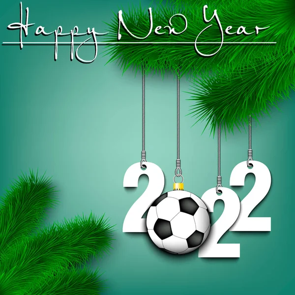 Felice Anno Nuovo Numeri 2022 Pallone Calcio Come Decorazioni Natalizie — Vettoriale Stock