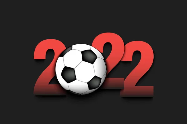 2022 Numaralı Yeni Yıl Izole Bir Arka Planda Futbol Topu — Stok Vektör
