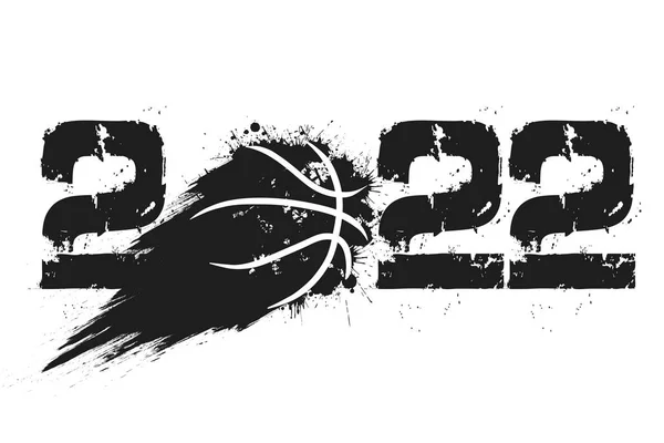 Numéros 2022 Ballon Basket Abstrait Volant Fabriqué Partir Taches Avec — Image vectorielle