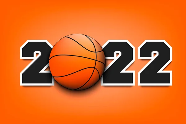 Nouvel 2022 Ballon Basket Sur Fond Isolé Modèle Conception Pour — Image vectorielle