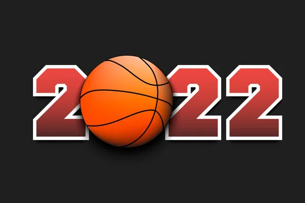 2022 Numaralı Yeni Yıl Izole Bir Arka Planda Basketbol Topu — Stok Vektör