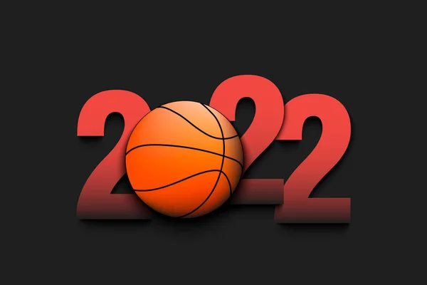 Nouvel 2022 Ballon Basket Sur Fond Isolé Modèle Conception Pour — Image vectorielle