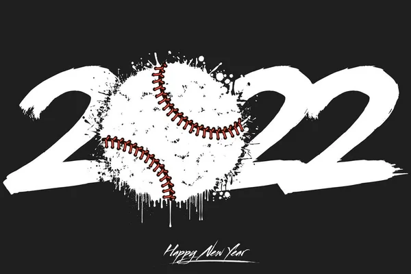 Numery 2022 Abstrakcyjna Piłka Baseballowa Zrobiona Plamek Stylu Grunge Projekt — Wektor stockowy