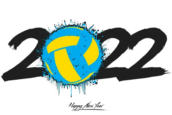 Числа 2022 Абстрактний Волейбольний Зроблений Ботів Стилі Гранж Дизайн Текстового — стоковий вектор