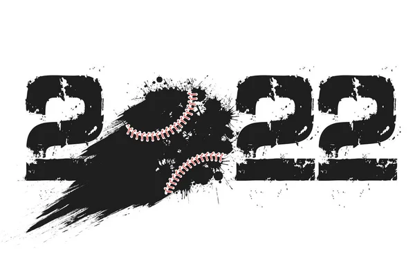 Numery 2022 Latający Abstrakcyjny Baseball Piłka Wykonana Plamy Mlecznym Sposobem — Wektor stockowy