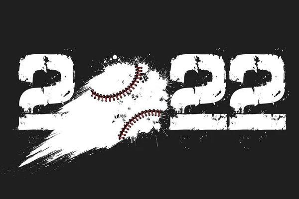 Čísla 2022 Létající Abstraktní Baseballový Míček Vyrobený Skvrn Mléčnou Dráhou — Stockový vektor