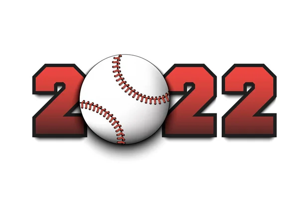 Nový Rok Číslo 2022 Baseballový Míček Izolovaném Pozadí Vzor Pro — Stockový vektor