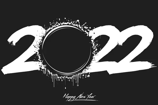 Números 2022 Disco Hockey Abstracto Hecho Manchas Estilo Grunge Diseño — Archivo Imágenes Vectoriales