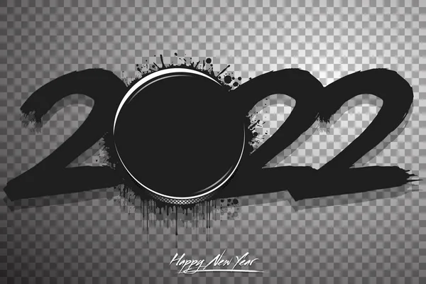 Números 2022 Disco Hockey Abstracto Hecho Manchas Estilo Grunge Diseño — Archivo Imágenes Vectoriales