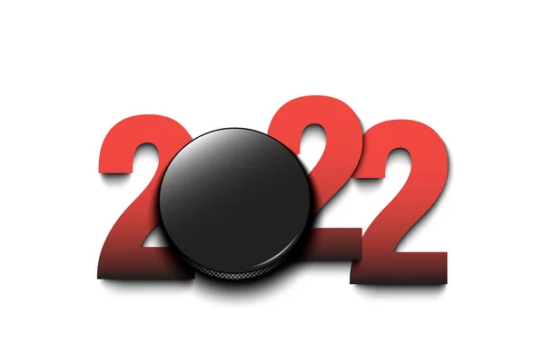 New Year Numbers 2022 Hockey Puck Isolated Background Design Pattern — Stock Vector