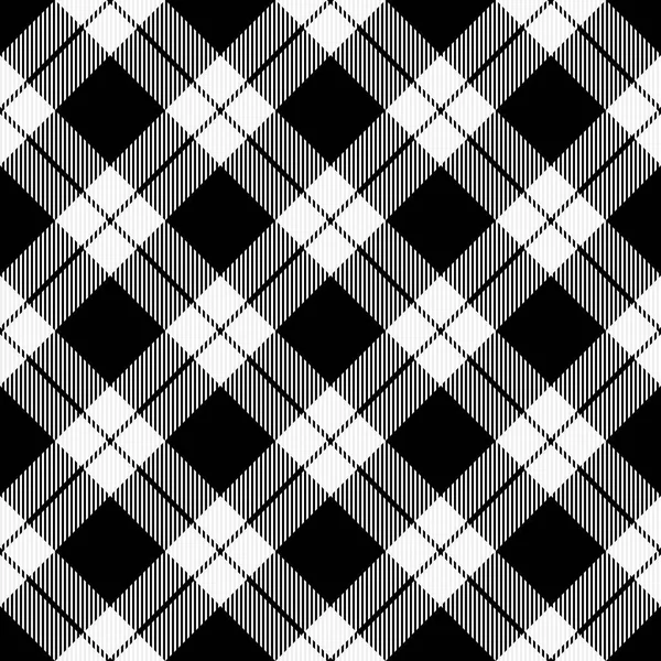 Tartan Diagonal Noël Nouvel Carreaux Motif Écossais Cage Noire Blanche — Image vectorielle