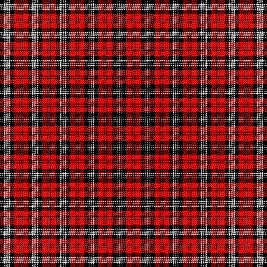 Noel ve yeni yıl ekose kumaşı. İskoç desenli kırmızı, siyah beyaz kafes. İskoç kafesi. Geleneksel İskoç geçmişi. Kusursuz kumaş dokusu. Vektör illüstrasyonu