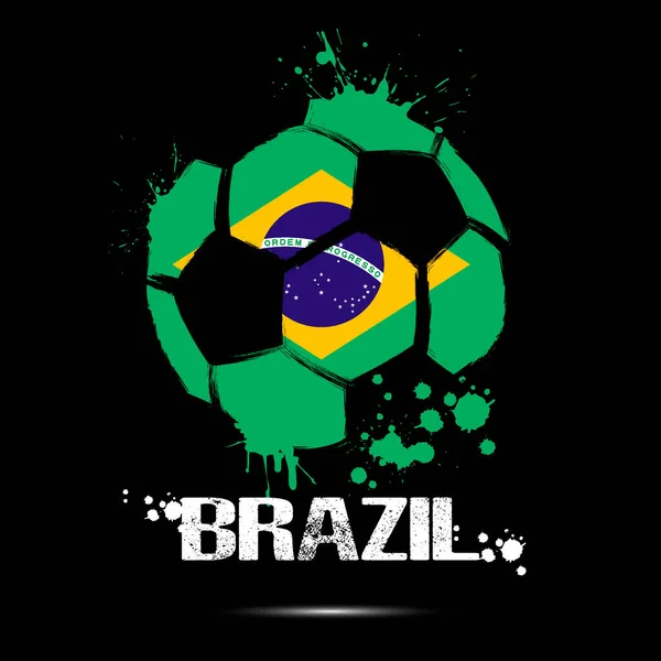 Абстрактний Футбольний Бразильськими Кольорами Національного Прапора Бразильський Прапор Вигляді Футбольного — стоковий вектор