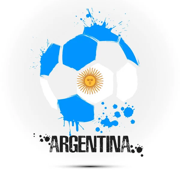 Абстрактний Футбольний Аргентинським Національним Прапором Прапор Аргентини Вигляді Футбольного Яча — стоковий вектор
