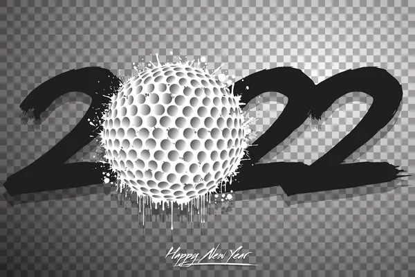 Numéros 2022 Une Balle Golf Abstraite Faite Taches Style Grunge — Image vectorielle