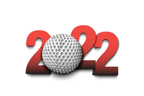 新年番号2022と孤立した背景にゴルフボール グリーティングカード バナー ポスターのデザインパターン ベクターイラスト — ストックベクタ