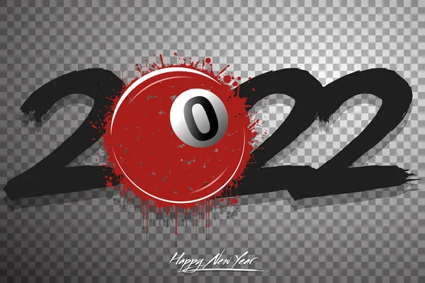 Numbers 2022 Abstract Billiard Ball Made Blots Grunge Style Design — Stock Vector
