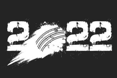 2022 numaralar ve Samanyolu 'nun grunge tarzında yaptığı uçan soyut kriket topu. Mutlu yıllar 2022. Tebrik kartı için tasarım şablonu. İzole edilmiş arkaplanda vektör illüstrasyonu