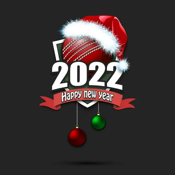 Feliz Año Nuevo 2022 Diseño Plantilla Logo Cricket Pelota Cricket — Vector de stock