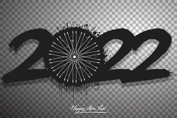 Números 2022 Una Rueda Bicicleta Abstracta Hecha Manchas Estilo Grunge — Archivo Imágenes Vectoriales