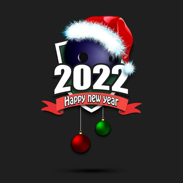 Šťastný Nový Rok2022 Design Šablony Bowlingového Loga Bowlingová Koule Santa — Stockový vektor