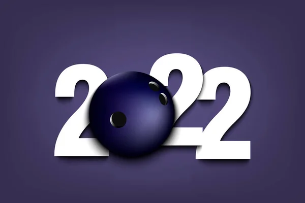 New Year Numbers 2022 Bowling Ball Isolated Background Design Pattern — Stock Vector