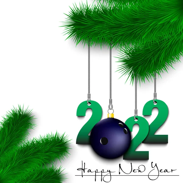 Happy New Year Numbers 2022 Bowling Ball Christmas Decorations Hanging — Vettoriale Stock