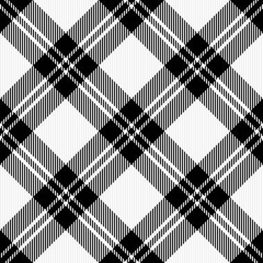Çapraz ekose Noel ve yeni yıl ekoseli. İskoç desenli beyaz ve siyah kafes. İskoç kafesi. Geleneksel İskoç geçmişi. Kusursuz kumaş dokusu. Vektör illüstrasyonu