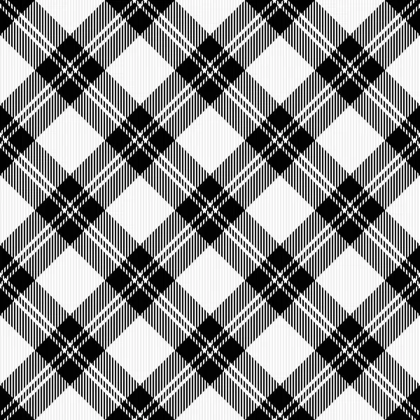 Diagonal Tartan Christmas New Year Plaid Scottish Pattern White Black — Stock Vector