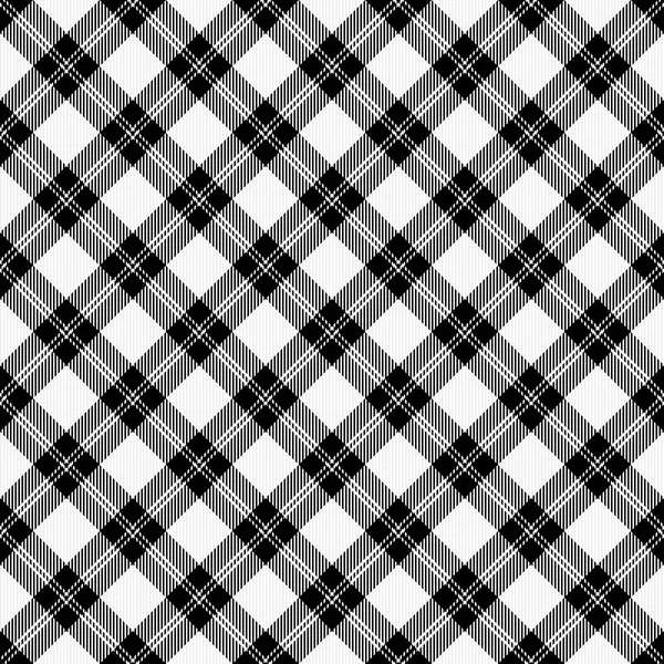 Diagonal Tartan Christmas New Year Plaid Scottish Pattern White Black — Stock Vector