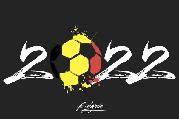 Números 2022 Una Pelota Fútbol Abstracta Pintada Los Colores Bandera — Vector de stock
