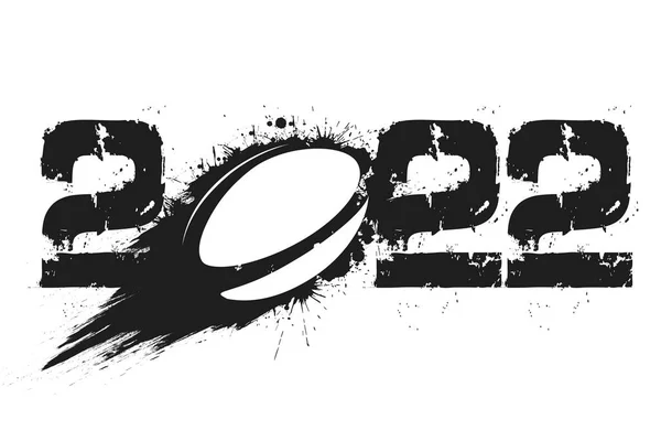 Números 2022 Bola Rugby Abstracta Voladora Hecha Manchas Con Por — Archivo Imágenes Vectoriales