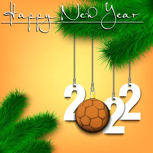Happy New Year Numbers 2022 Handball Ball Christmas Decorations Hanging —  Vetores de Stock