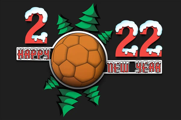 Feliz Año Nuevo 2022 Con Balonmano Árboles Navidad Números Letras — Vector de stock