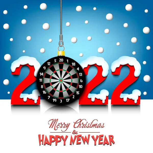 Boldog Karácsonyt Boldog Évet 2022 Szám Dartboard Mint Karácsonyi Dekoráció — Stock Vector